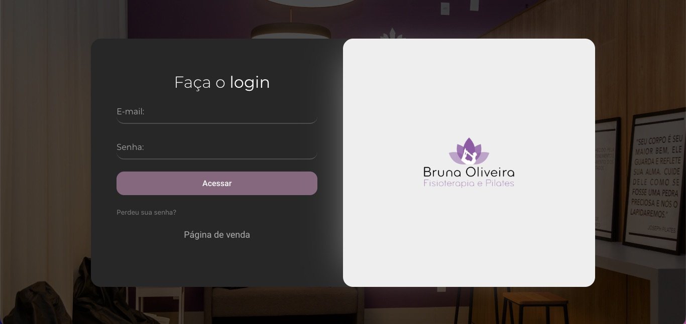 Tela de login da plataforma de Bruna Oliveira
