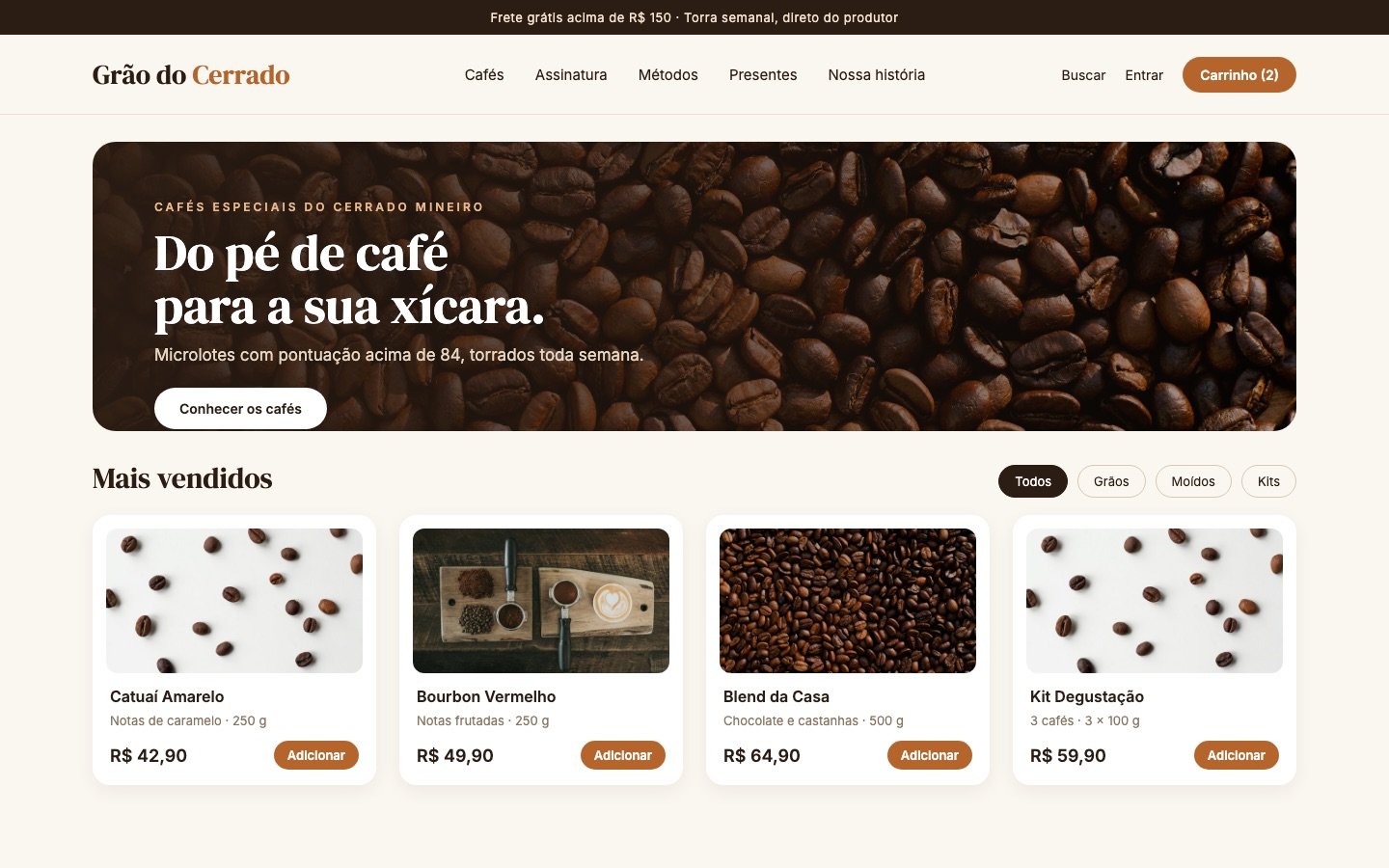 Loja virtual de cafés especiais